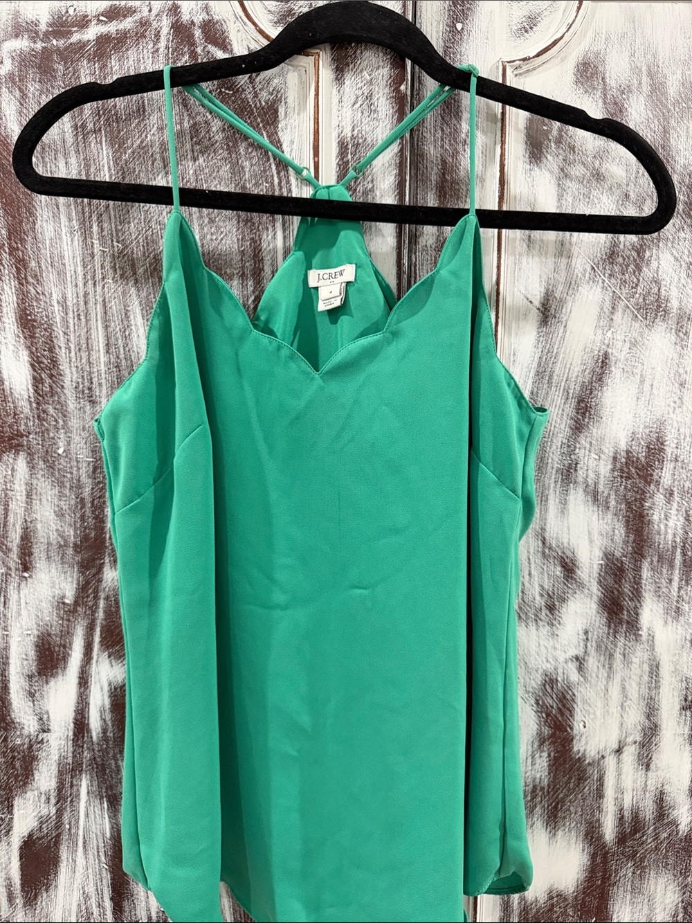J. Crew Emerald Scalloped Neck Spaghetti Strap Camisole
